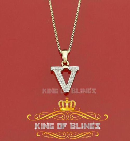 10k Yellow Gold Finish Alphabet With Lab Created Diamonds Silver Pendant