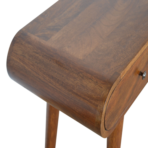 35" Chestnut Solid Wood Console Table With Two Drawers