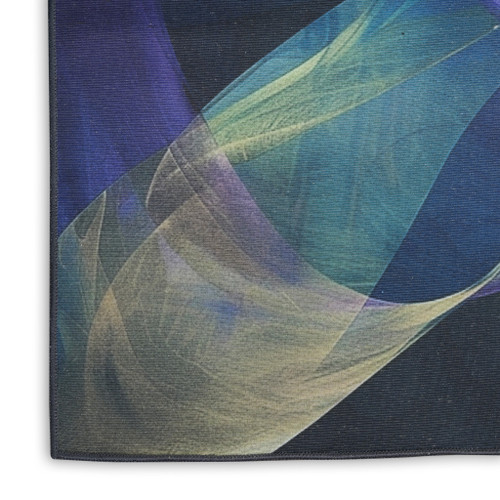 8' Blue Abstract Power Loom Non Skid Runner Rug