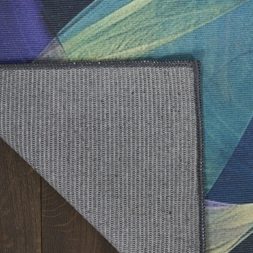 5' X 7' Blue Abstract Power Loom Non Skid Area Rug