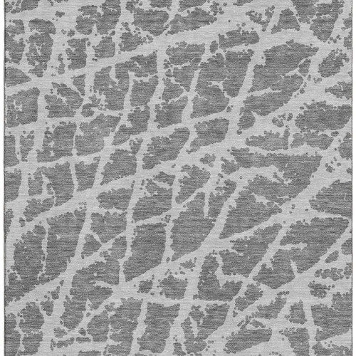 9' X 12' Charcoal And Ivory Abstract Washable Area Rug With UV Protection