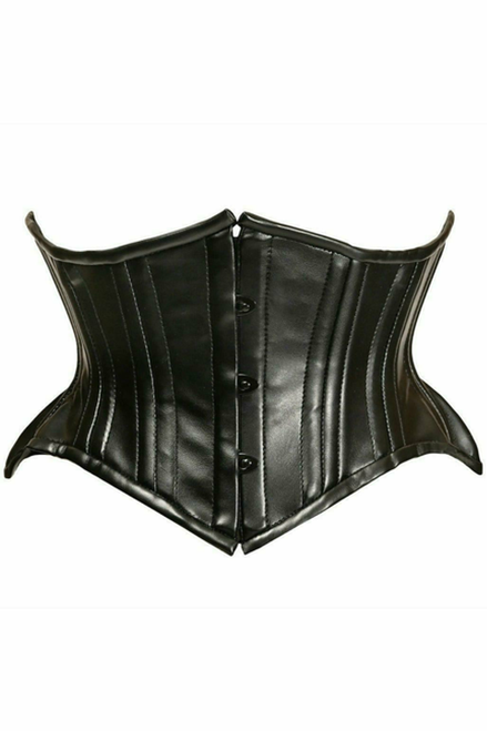 Top Drawer Faux Leather Double Steel Boned Curvy Cut Waist Cincher