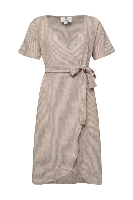 Wolfe Co. Apparel and Goods - Dune Addley Pinstripe Wrap Dress