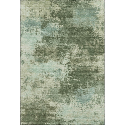 3' X 5' Sage And Fern Green Abstract Washable Area Rug With UV Protection