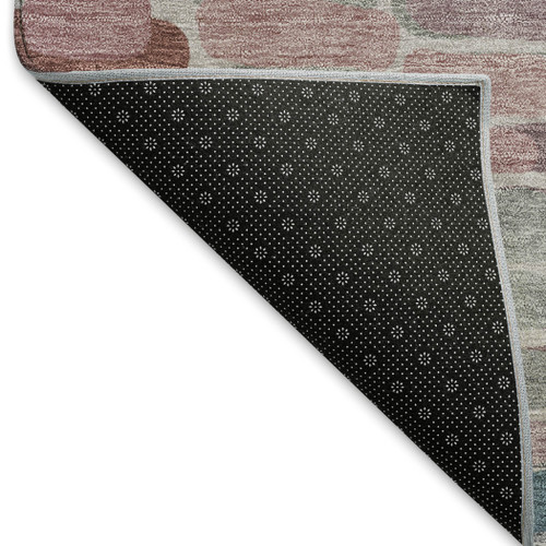 8' X 10' Blush Pink And Merlot Abstract Washable Indoor Outdoor Area Rug