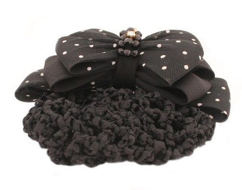 Stone Beads & Fabric Bow Swarovski Barrette + Snood