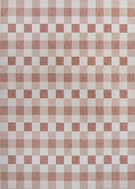 8' X 10' Salmon And Cream Geometric Indoor Outdoor Area Rug