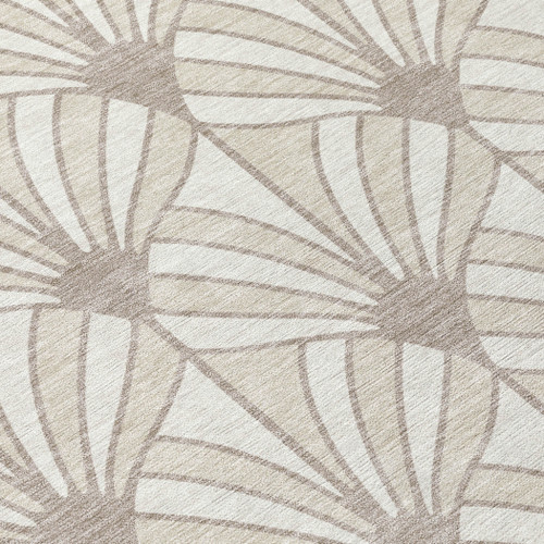 8' X 10' Ivory Beige And Taupe Seashell Washable Indoor Outdoor Area Rug