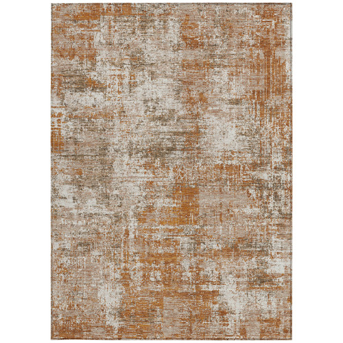 8' X 10' Orange And Green Abstract Washable Indoor Outdoor Area Rug