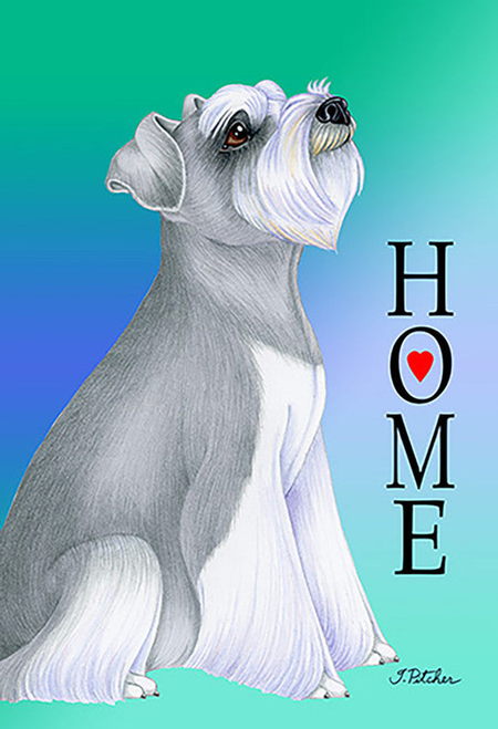 Schnauzer Grey Uncropped- Tomoyo Pitcher Home Garden Flag 