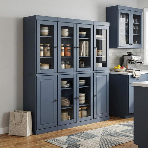 72" French Blue Solid Wood 8 Pantry Or Storage Closet