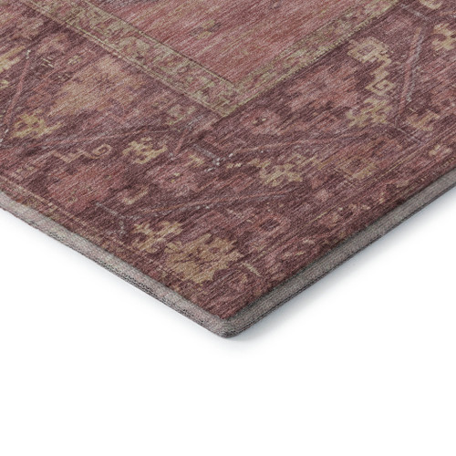 9' X 12' Blush And Beige Oriental Washable Area Rug With UV Protection