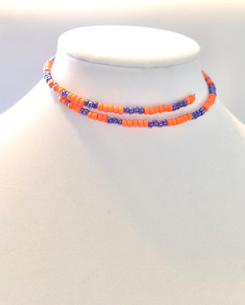 Collegiate-Clemson Bead Mix Choker