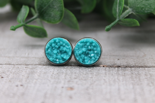 Neon Druzy Stud Earrings