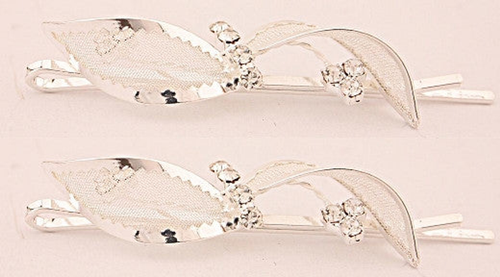 Swarvoski Bobby Pins w/ Mesh Bow (Pair)