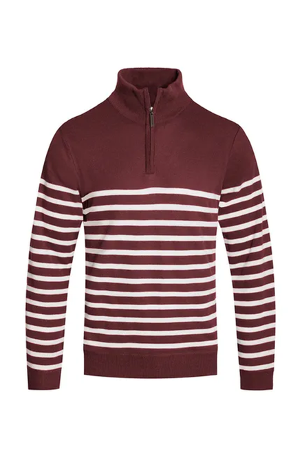 QUARTER ZIP STRIPE PULLOVER