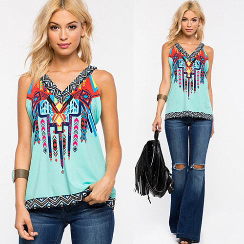 Roma Top In Tribal Print