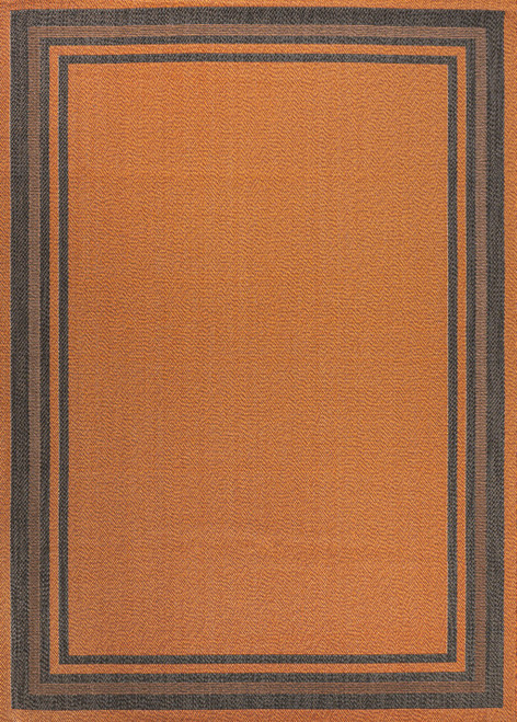 5' X 8' Orange And Dark Gray Striped Indoor Outdoor Area Rug