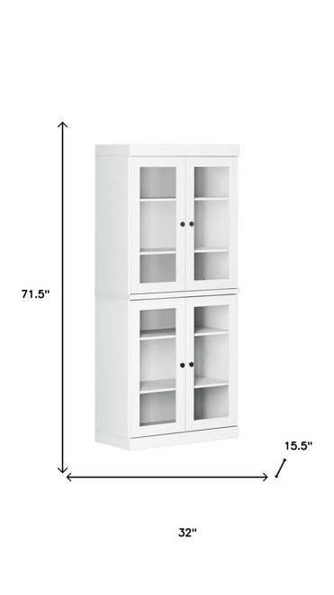 72" White Solid Wood Four Door Pantry Or Storage Closet