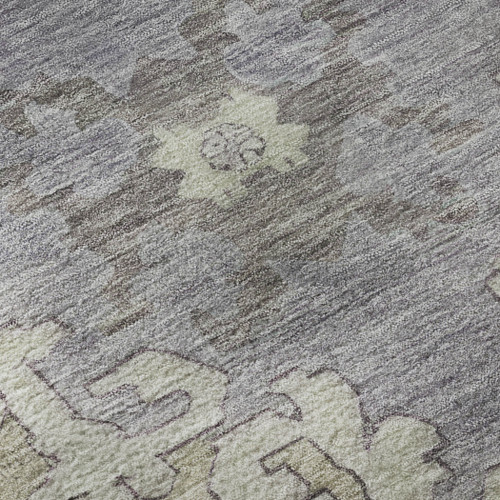 9' X 12' Lime Green Lavender And Brown Oriental Washable Area Rug With UV Protection