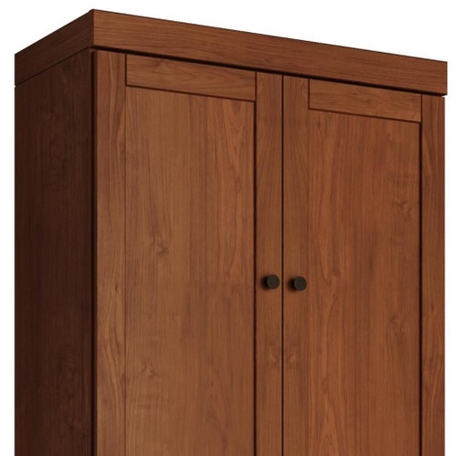 72" Coffee Solid Wood Adjustable Six Tier Library Bookcase with Four Doors