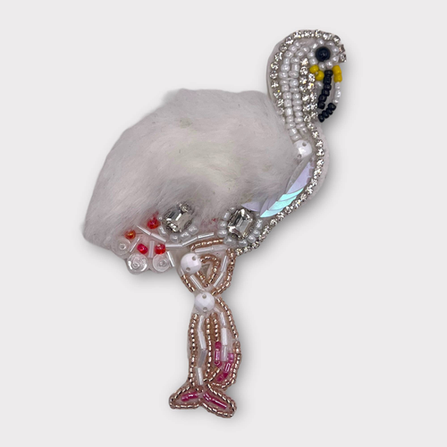 Beaded Fur and Rhinestone Flamingo- Dog Dress