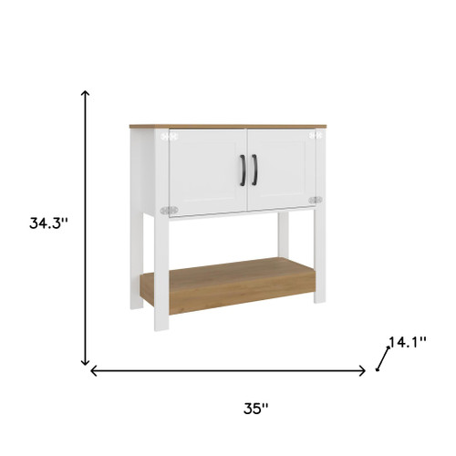 35" White Wood Paneled Sideboard With Two Doors