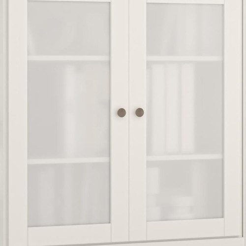 64" White Solid Wood Sideboard With Four Glass Doors
