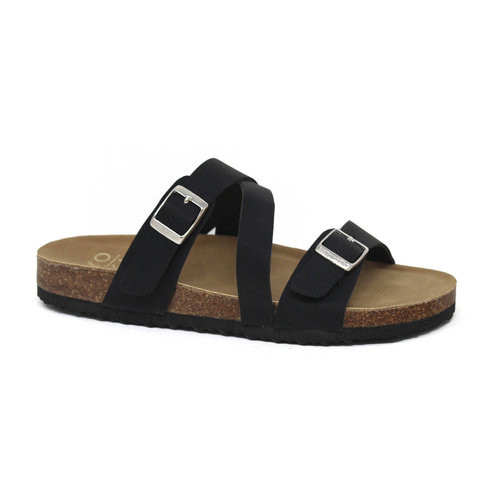 Yoki GIAN Women's Flat Cork Sandal With Double Buckle Upper