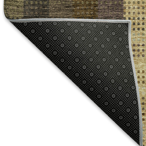 5' X 8' Brown Ivory And Plum Plaid Washable Area Rug With UV Protection