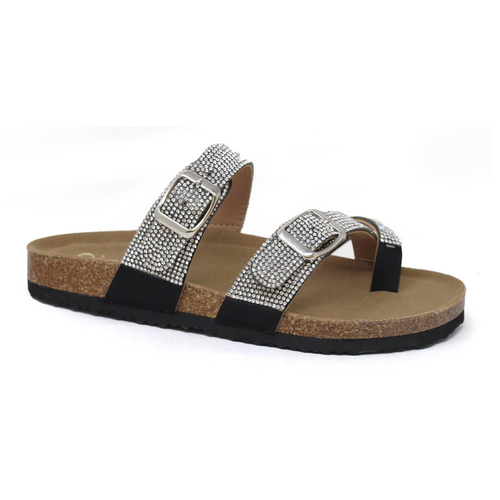 GIAN-247 Women's footbed Cork Sandal With Rhinestone Design