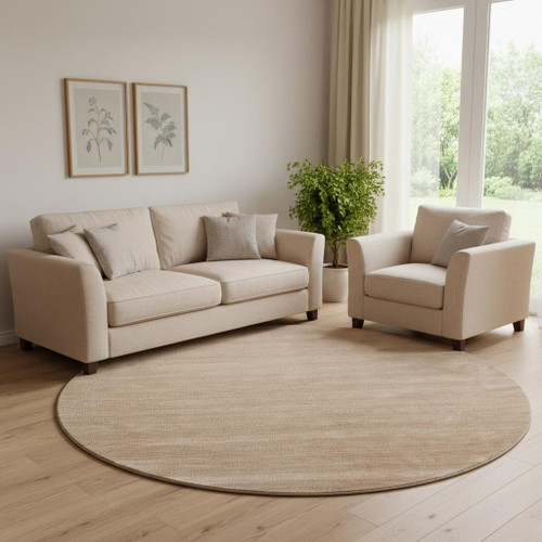 8' Tan Wool Hand Woven Area Rug