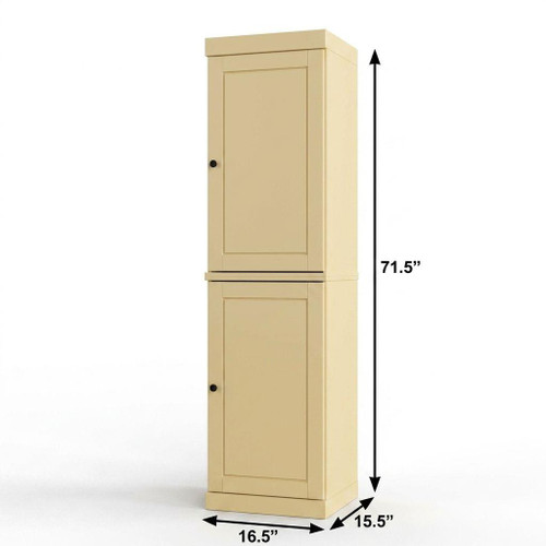 17" Yellow Solid Wood Free Standing Double Door Linen Cabinet