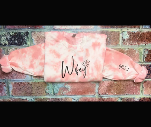 Coral Tie Dye Crewneck Sweatshirt or Long Sleeve Tee 