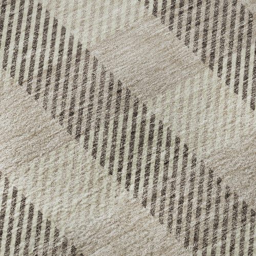 8' Beige And Ivory Plaid Washable Round Rug With UV Protection