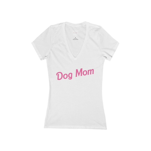 Dog Mom- Women's Jersey Short Sleeve Deep V-Neck Tee