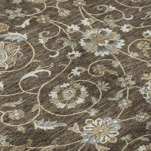 9' X 12' Chocolate Ivory And Gray Moroccan Washable Area Rug With UV Protection