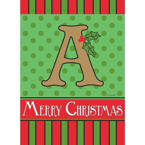 Merry Christmas Monogram Burlap Garden Flag