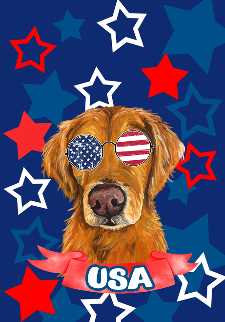 Golden Retriever Red - Hippie Hound Studios Patriotic  House and Garden Flags