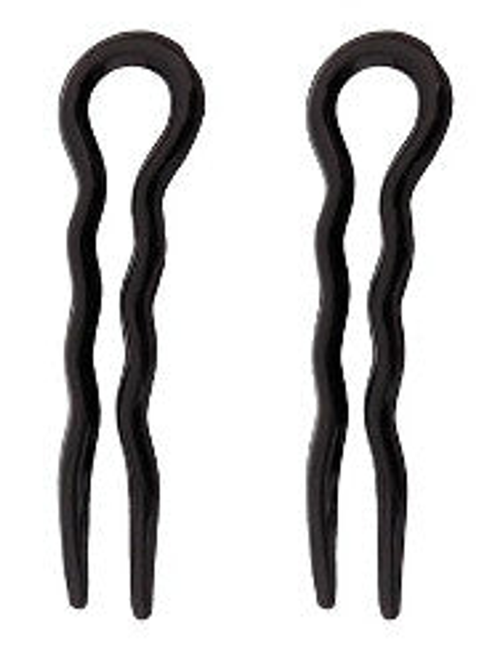 Pair of Large, Black Crinkled Bobby Pins 