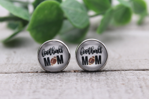 Football Mom | Glass Stud Earrings | Hypoallergenic