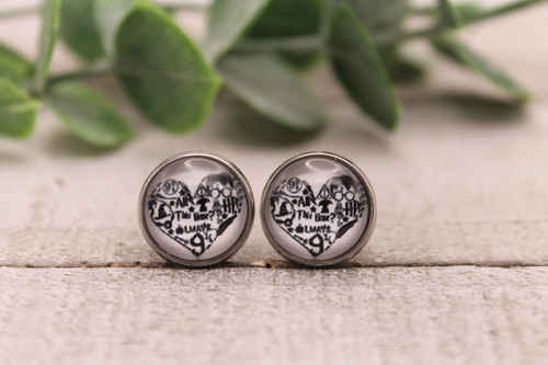 HP Heart Glass Stud Earrings