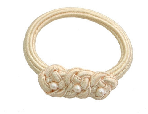 Beaded, Knotted Elastic Ponytail Holders