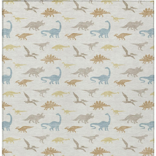 3' X 5' Ivory And Beige Geometric Washable Indoor Outdoor Area Rug