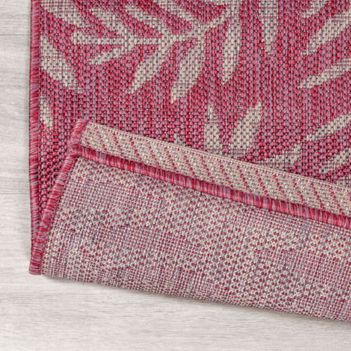 5' Fuchsia And Light Gray Square Floral Indoor Outdoor Area Rug