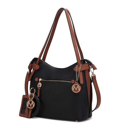Jaseli Color-Block Vegan Leather Women's Hobo with Wristlet 