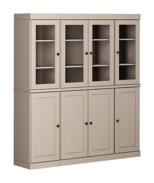 72" Beige Solid Wood 8 Pantry Or Storage Closet