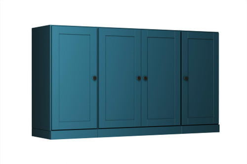 65" Teal Blue Solid Wood Two Drawer Sideboard With Four Doors