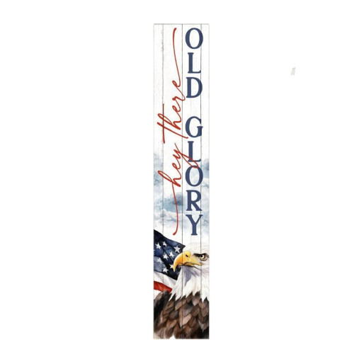 46" Red White And Blue Solid Wood Old Glory Porch Sign
