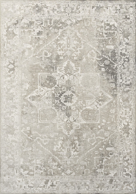 9' X 13' Gray And Beige Tribal Washable Area Rug With UV Protection